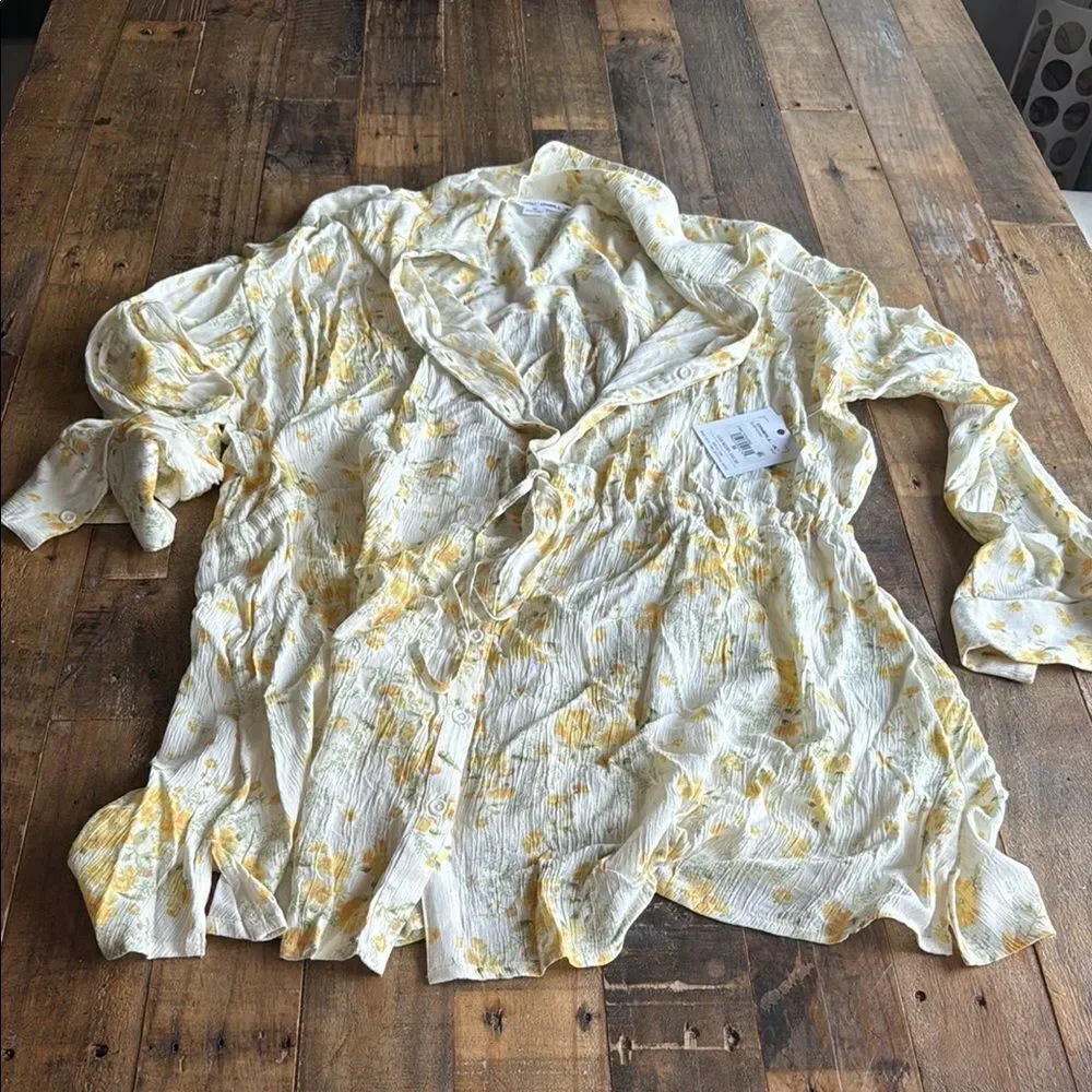 O'Neill Yellow Floral Blouse/Coverup